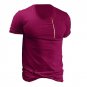 Solid Color Plain Top 2017 Summer Men\'s Short Sleeve Zip Round Neck Hip Hop T Shirts Men Ripped Hol