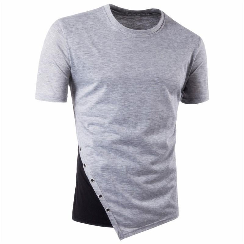 2017 Summer Men\'s T-shirt Short Sleeve Round Neck Color Patchwork Basic Tee Shirts Casual Hip Hop B