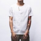 Envmenst 2017 New Arrival Men Flax T-shirt Male Leisure Fashion Short Sleeve Button Decoration Top T