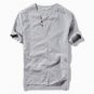 Envmenst 2017 New Arrival Men Flax T-shirt Male Leisure Fashion Short Sleeve Button Decoration Top T
