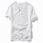 Envmenst 2017 New Arrival Men Flax T-shirt Male Leisure Fashion Short Sleeve Button Decoration Top T