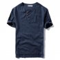 Envmenst 2017 New Arrival Men Flax T-shirt Male Leisure Fashion Short Sleeve Button Decoration Top T