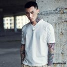 Envmenst 2017 New Arrival Male Causal Flax Comfortable V-Neck T-shirt Short Sleeve Pure Cotton Men T