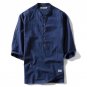Envmenst 2017 Men Flax Stand Collar T-shirt Leisure Short Sleeve Fashion Summer Style Top Tees Plus 