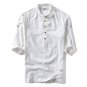 Envmenst 2017 Men Flax Stand Collar T-shirt Leisure Short Sleeve Fashion Summer Style Top Tees Plus 