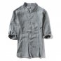 Envmenst 2017 Summer Fashion Leisure Shirts Men Three Quarter Sleeve Stand Collar Shirts Cotton and