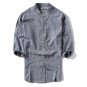 Envmenst 2017 Summer Fashion Leisure Shirts Men Three Quarter Sleeve Stand Collar Shirts Cotton and