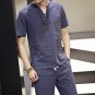 2 PCS Summer Men\'s Linen T-shirt Suit Set Chinese Style Short Sleeve T-shirt+Short Causal Male set