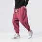 Harem Pants Men warm fleece Elastic Waist Pants Trousers  Casual Joggers Sweatpants Male