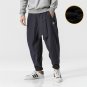Linen Cotton Pants Men 2017 Winter fleece warm Pants Drawstring Brand Chinese Male Linen Trouser Hip