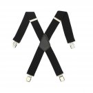 IMC Mens Women Black Elastic Suspenders Leather Braces X-Back Adjustable Clip-on