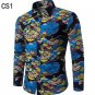 Mens Linen Floral Color Printing Shirts Fashion Mens Large Size National Wind Long-sleeved Cardigan 
