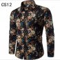 Mens Linen Floral Color Printing Shirts Fashion Mens Large Size National Wind Long-sleeved Cardigan 