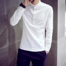 Autumn 2016 New Men\'s Solid Linen Shirts Flax Long Sleeve Cotton Shirt Button Design Slim Fit Camic