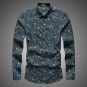 Men shirt Floral printing long sleeve shirts men clothes flowers printed shirts vintage Linen Casual
