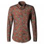 Men shirt Floral printing long sleeve shirts men clothes flowers printed shirts vintage Linen Casual