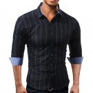 2017 Linen Shirt Men Casual Plaid Shirts Color Slim Fit Cotton Long Sleeve Stand Collar 3XL Brand Cl