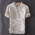 2017 Summer New Loose Cotton Linen T-shirt Men Short Sleeve Casual Vintage Camiseta De Los Hombres