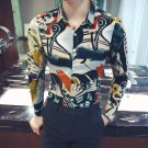 Brand New Men Floral Shirt 2018 Spring Fashion Slim Fit Mens Casual Shirts Long Sleeve Print Night C