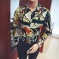 Brand New Men Floral Shirt 2018 Spring Fashion Slim Fit Mens Casual Shirts Long Sleeve Print Night C