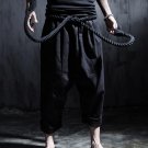 new Autumn England style Dark retro rock Unique Thick waist rope linen harem Pants men casual loose 