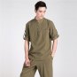Burgundy Chinese Style Cotton Linen Kung Fu shirt Men Short Sleeve Casual Shirt New Tang Suit Tops M