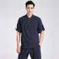 Burgundy Chinese Style Cotton Linen Kung Fu shirt Men Short Sleeve Casual Shirt New Tang Suit Tops M