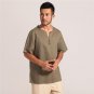 High Quality Green Chinese Men Cotton Linen Casual Shirt Summer New Short Sleeve Kung Fu Shirt Size 