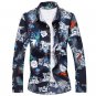 2017 autumn Feather pattern shirt Men\'s casual fashion long sleeve shirts Men\'s high quality 100% 