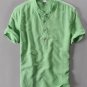 Summer Casual Men Shirts short sleeve solid color Linen Shirt Mens blouse High Quality Navy