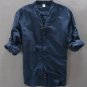 Top Quality Autumn Long Sleeve Casual Shirts Navy Linen Blouse Mens Streetwear Brand Clothing