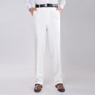 2017 Mens Fashion Simple Formal Suit Slim Fit Pants White Long Business Trousers Mid Waist Straight 