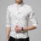 Brand Print Men Shirt Cotton Linen Long-sleeve Shirt Slim Fit Casual Shirts Fashion Men\'s Clothing 