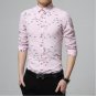 Brand Print Men Shirt Cotton Linen Long-sleeve Shirt Slim Fit Casual Shirts Fashion Men\'s Clothing 