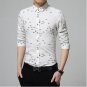 Brand Print Men Shirt Cotton Linen Long-sleeve Shirt Slim Fit Casual Shirts Fashion Men\'s Clothing 