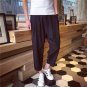 Men\'s Cotton Linen Pants Summer Mid Waist Loose Leisure Hip-hop Harem Pants Solid Color Drawstring