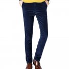 New arrival  men middle waisted pants autumn winter Slim fit full length corduroy pants fashion soli