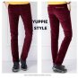 New arrival  men middle waisted pants autumn winter Slim fit full length corduroy pants fashion soli