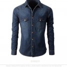 Hot sell men fashion shirts turn-down collar solid color spring single breasted casual  full sleeve 