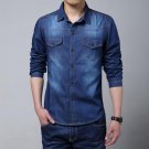 Autumn new style Plus Size Men Denim Shirts 5XL Cotton Slim Pockets Camiseta Masculina Jeans shirts 