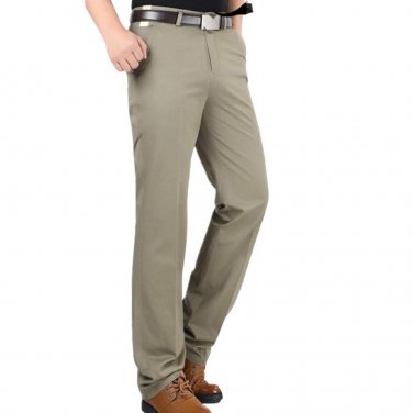 New arrival  men middle waisted pants business slim fit full length pants fashion solid color casual
