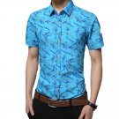 Hot sell men summer shirts short sleeve turn-down collar slim business clothes printed brand high qu