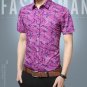Hot sell men summer shirts short sleeve turn-down collar slim business clothes printed brand high qu