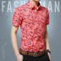 Hot sell men summer shirts short sleeve turn-down collar slim business clothes printed brand high qu