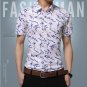 Hot sell men summer shirts short sleeve turn-down collar slim business clothes printed brand high qu