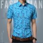 Hot sell men summer shirts short sleeve turn-down collar slim business clothes printed brand high qu