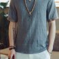 New 2017 summer cotton and linen casual short-sleeve t-shirt men v-neck solid color t-shirt men\'s c