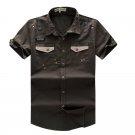 Hot sell men summer shirts short sleeve turn-down collar button slim clothes loose brand high qualit