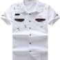 Hot sell men summer shirts short sleeve turn-down collar button slim clothes loose brand high qualit