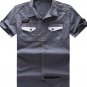 Hot sell men summer shirts short sleeve turn-down collar button slim clothes loose brand high qualit